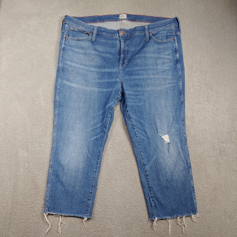 J.Crew Vintage Straight Jeans - Men 45x22.5 Blue Distressed Raw Hem Re-Imagined